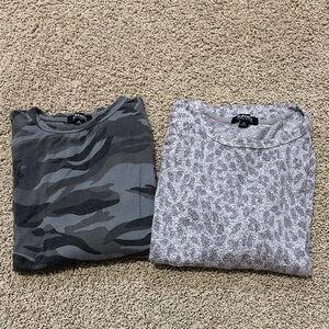 Buffalo David Bitton Gray Camo & Light Gray Leopard Knit Tops